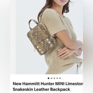 NWOT Hammitt Hunter Mini Limestone Leather Snakeskin Backpack flawless condition